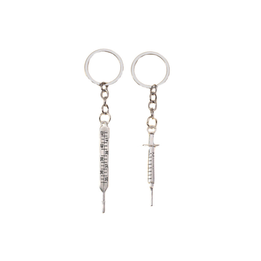 Wholesale Metal Simulation Syringe Thermometer Keychain